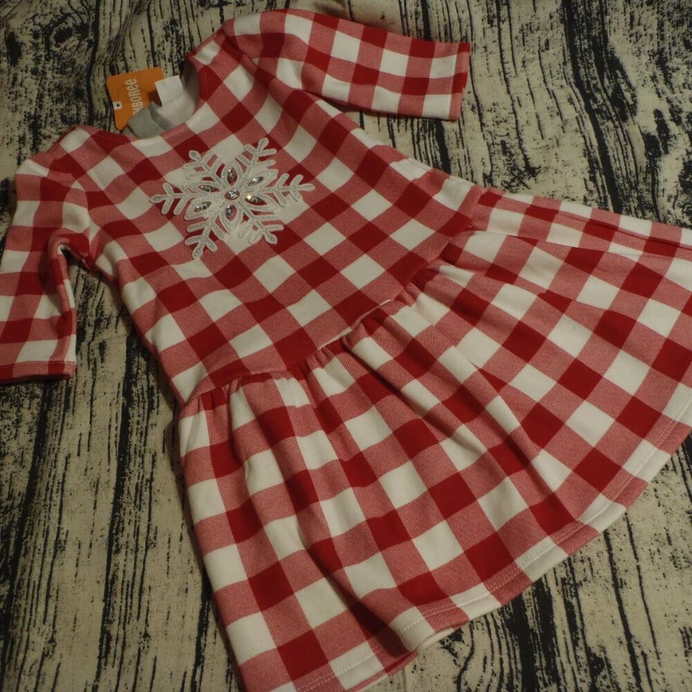 Gymboree North Pole Party Checked 4T snowflake Dress NWT. BIN M--SMALL BIN